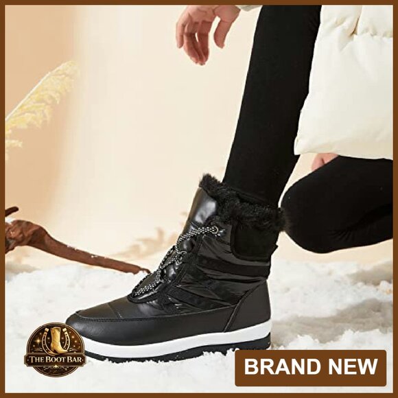 Women's Waterproof Winter Snow Boots Mid-Calf Fur Lined Non-Slip - Picture 3 of 8